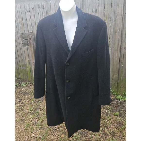Mens Lauren Ralph Lauren 44L Dark Gray Wool Cashmere Trench Style Overcoat - Picture 3 of 10